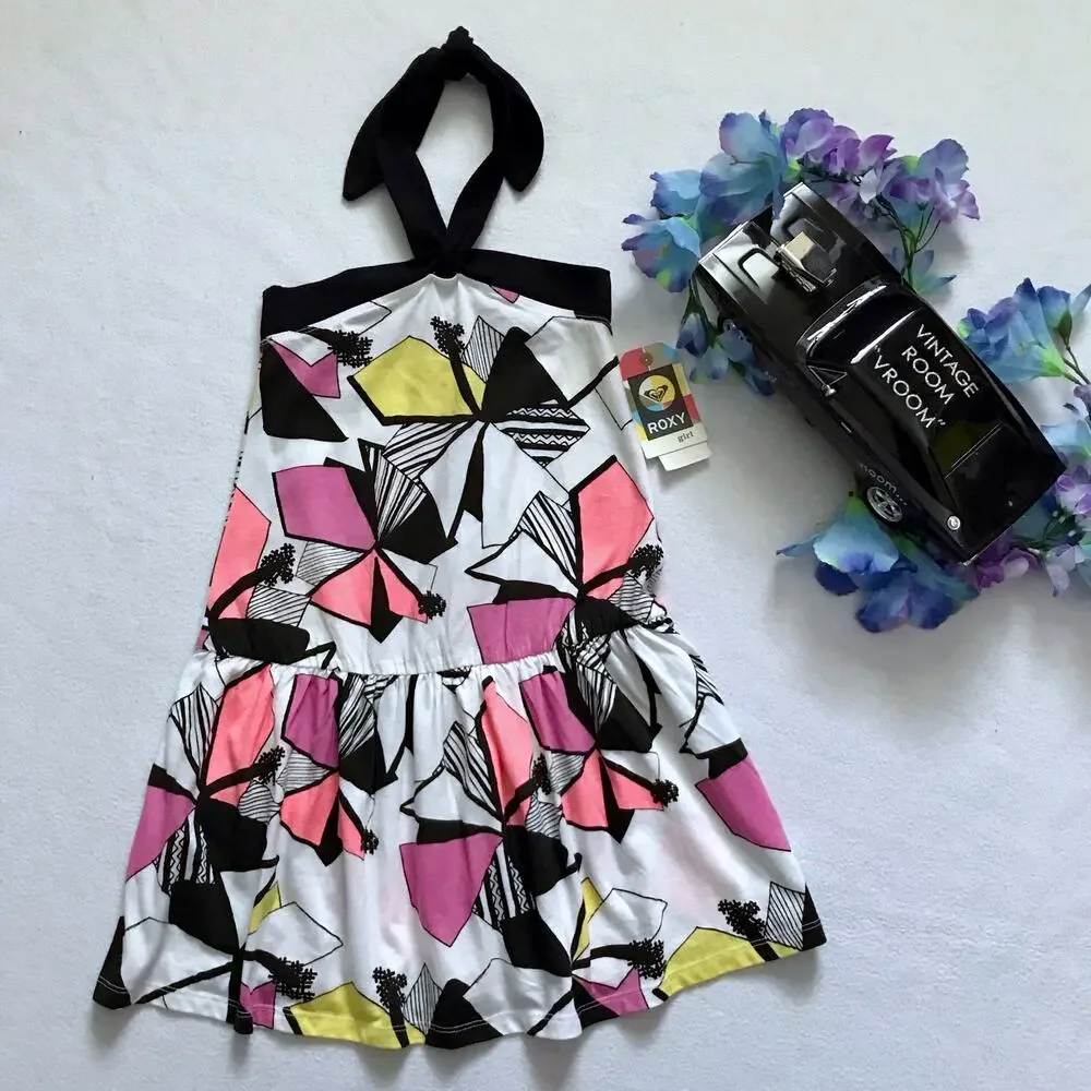 Roxy NWT Halter Blouson Style Dress Girls S (8)